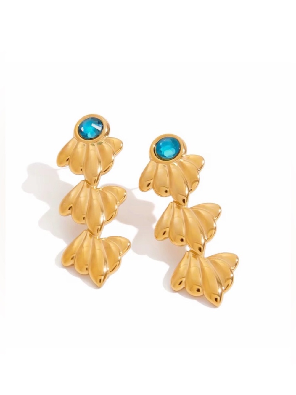 18K Gold Plated Blue Drop Earrings